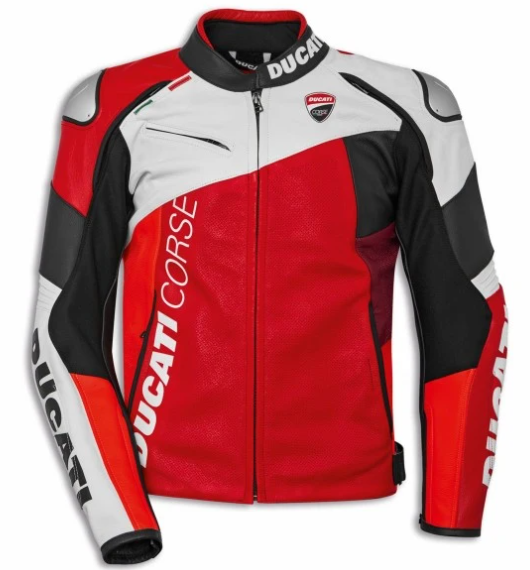 Ducati LEATH. JACKET DC C6 RE/WH/BL PERF