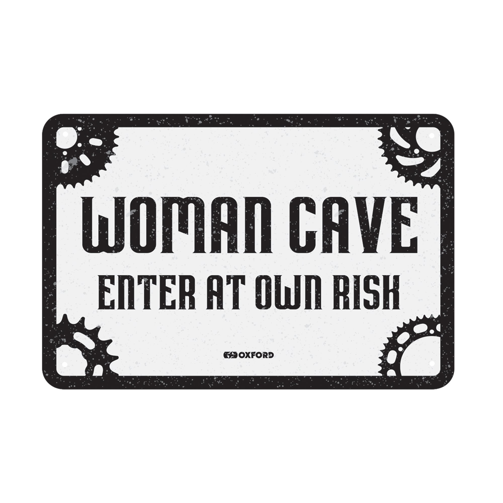 Oxford Garage Metal Sign: WOMAN CAVE